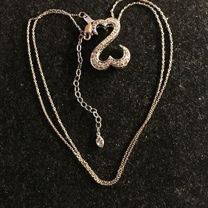 Jane Seymour Open Hearts 14 KT White Gold Necklace